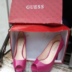 Guess Fuschia Peep Toe Heels